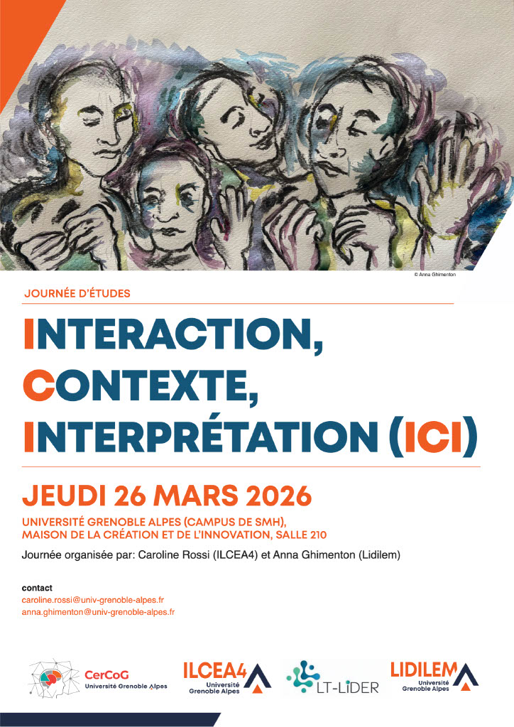Affiche du colloque avec un dessin présentant des visages et le titre du colloque