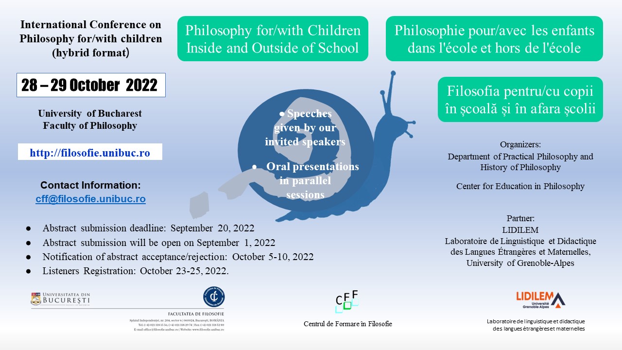 International Conference of Philosophy for/with Children “Philosophy for/with Children Inside and Outside of School”